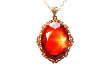 Crimson Elegance: A Pendant Adorned With a Majestic Red Stone on White or PNG Transparent Background.