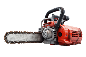 Whispers of the Woods: A Solitary Chainsaw on White or PNG Transparent Background.