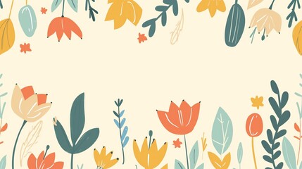 Obraz premium watercolor pastel poppy flowers pattern frame with copy space.