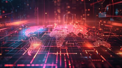 Fototapeta premium A dynamic motion graphic illustrating the exponential growth potential of small businesses leveraging technology and global connectivity.