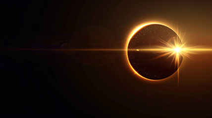 Obraz premium Solar Eclipse with Lens Flare on Black Background
