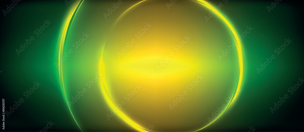 Aufkleber An astronomical object resembling a green and yellow glowing circle in the dark sky, creating a lens flare effect. The colors are reminiscent of amber gas lighting up the space