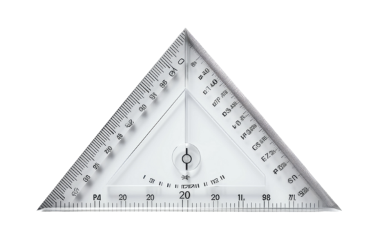 Illuminated Geometry: A Enigmatic Union of White Triangle and Measuring Tool on White or PNG Transparent Background.