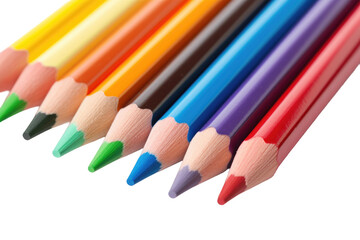 Fototapeta premium Colorful wooden colored pencils, rainbow art stationery tools, vibrant drawing and sketching supplies for school design isolated on Transparent Background