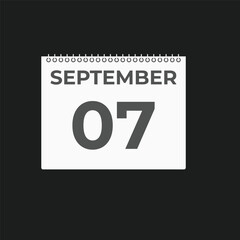 September  7 calendar reminder. 7 September  daily calendar icon template. Calendar 7 September  icon Design template. Vector illustration
