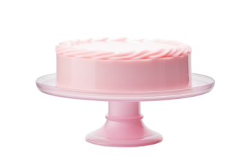 Sweet Serenity: A Pink Cake Perched on a Pedestal on White or PNG Transparent Background.