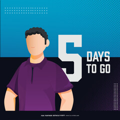 T20 cricket match to start from 5 days left based poster design with Scotland cricketer player character in national jersey.