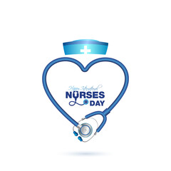 Nurses Day Vector greeting card design. Medical hospital nurses Recognition appreciation theme with International Nurses Day text.