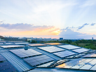 Solar cells installed on the roof