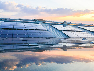 Solar cells installed on the roof