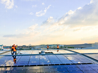 Solar cells installed on the roof
