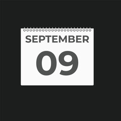 September  9 calendar reminder. 9 September  daily calendar icon template. Calendar 9 September  icon Design template. Vector illustration
