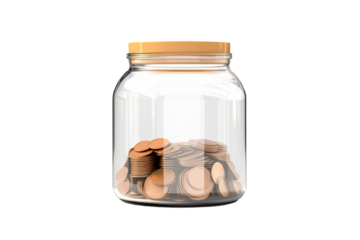 Treasure Trove Glowing in a Jar on White or PNG Transparent Background.
