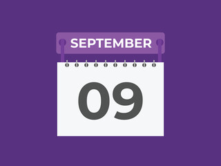 September  9 calendar reminder. 9 September  daily calendar icon template. Calendar 9 September  icon Design template. Vector illustration
