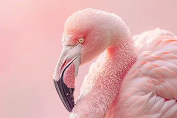 Fototapeta premium Vivid Pink Flamingo Close-Up, Exquisite Detail and Skin Texture