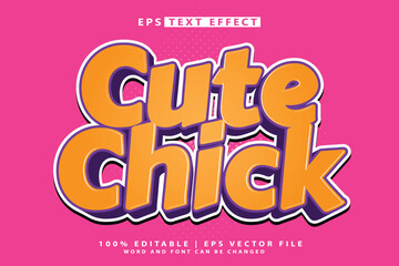 cute chick 3d style editable text effect