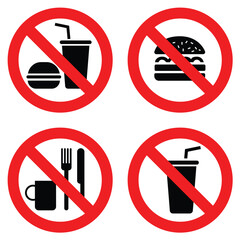 no food and drink sign outside food prohibited and forbidden