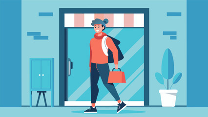 You leave the store feeling comfortable and stylish in your new workout attire ready to hit the gym in style.. Vector illustration