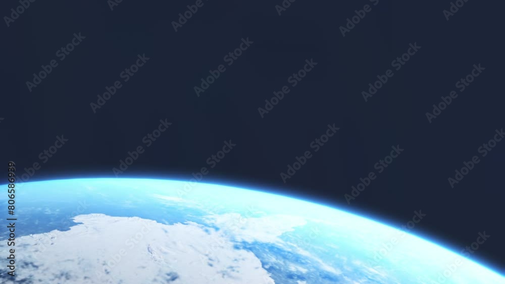 Wall mural antarctica from space with thin planet atmosphere with clouds and ice