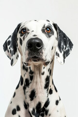 Beautiful Dalmatian Dog Portrait, Studio Shot on White Background