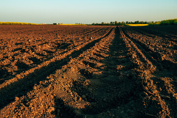 Seedbed preparation, agricultural field soil is ready for sowing season