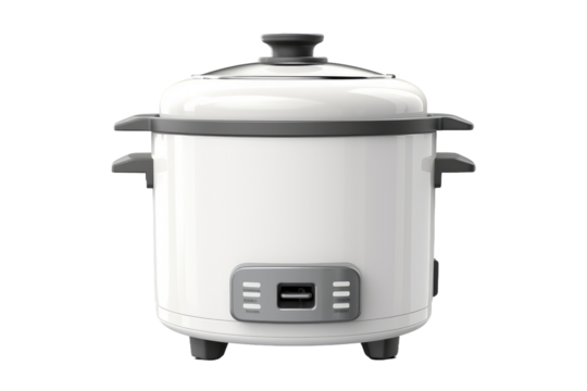 The Silent Chef: A White Slow Cookers Culinary Journey on White or PNG Transparent Background.