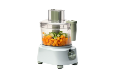 Whirling Wonder: A Food Processor Ballet on White or PNG Transparent Background.