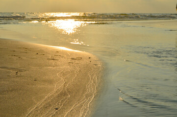 The beach and the sea under the Sunset 
