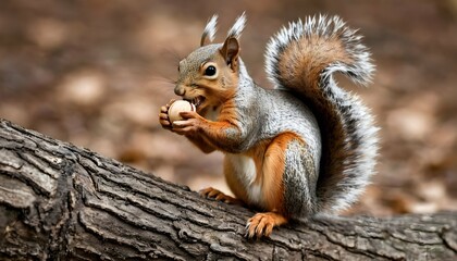A Squirrel With A Nut Cradled In Its Paws