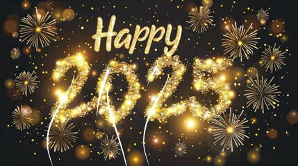 glitter Happy New Year 2025, Happy new year 2025 on black background