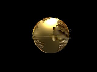 golden globes isolated on black background. 3D illustration.