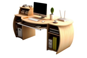 The Digital Workstation: A Computer Under the Spotlight on White or PNG Transparent Background.