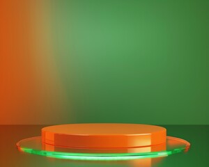 Bright Orange Podium on Gradient Background - Men's Health Theme with Spotlight