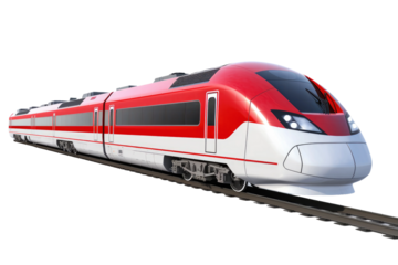 The Crimson Express: A Majestic Journey Through Time on White or PNG Transparent Background.