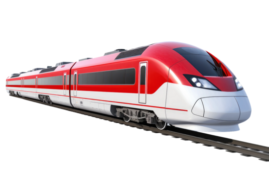 The Crimson Express: A Majestic Journey Through Time on White or PNG Transparent Background.