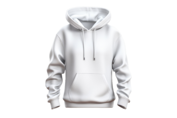 Ethereal Elegance: A White Hoodie Draped in Serenity on White or PNG Transparent Background.