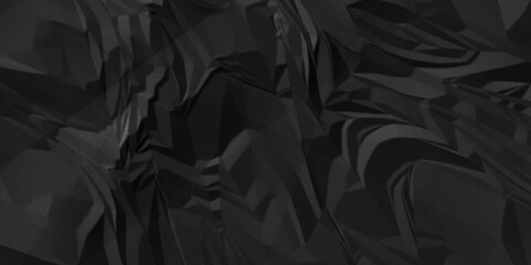 Black crumpled paper background texture pattern overlay. wrinkled high resolution arts craft and Seamless black crumpled paper.