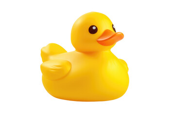 Sunny Delight: A Vibrant Yellow Rubber Ducky Toy on White or PNG Transparent Background.