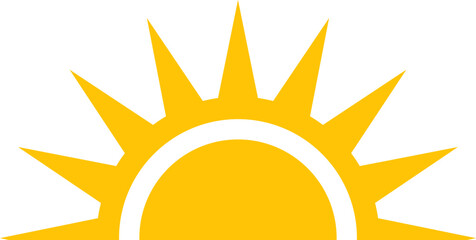 Yellow half sun vector icon logo . 