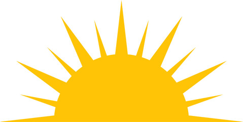 Yellow half sun vector icon logo . 