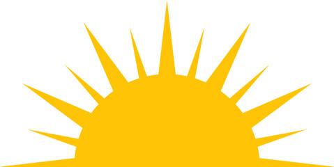 Yellow half sun vector icon logo . 