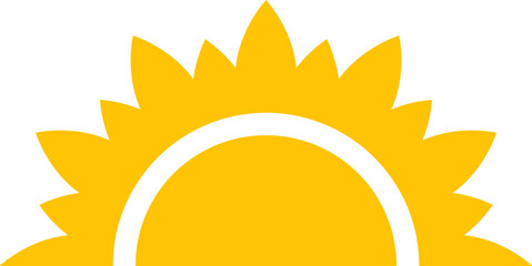 Yellow half sun vector icon logo . 