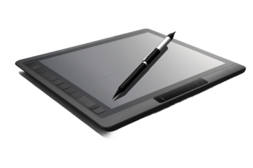 The Digital Symphony: Tablet and Pen Dance on White or PNG Transparent Background.