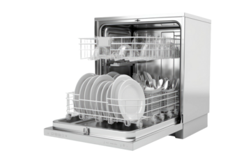 The Chaotic Symphony of the Automated Kitchen Helper on White or PNG Transparent Background.