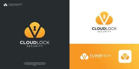 Cloud security server logo design inspiration.