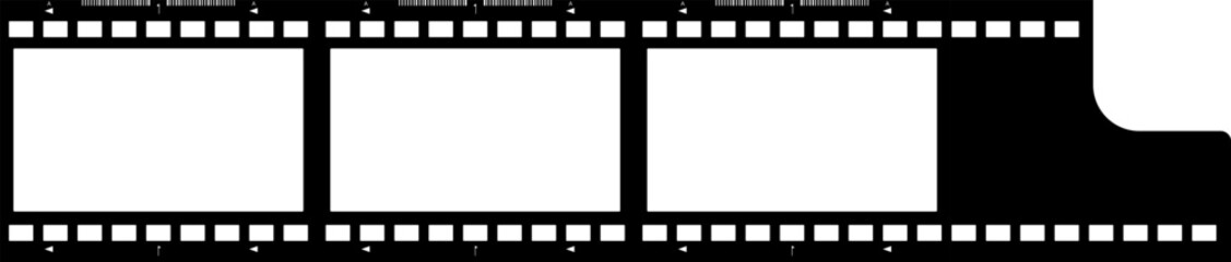Grunge film strips collection. Old retro cinema movie strip video recording. Vector .