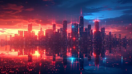 Fototapeta premium 夕焼けの高層ビル群