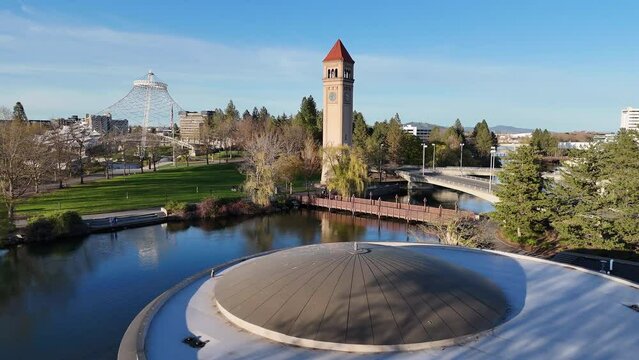 spokane riverfront park river aerial