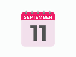 September  11 calendar reminder. 11 September  daily calendar icon template. Calendar 11 September  icon Design template. Vector illustration
