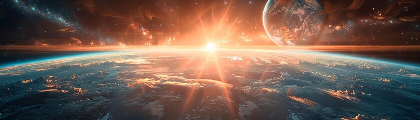 Capture the awe-inspiring sight of a distant planet suspended in the vastness of space